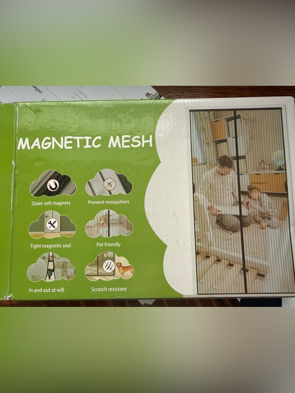 Magnetic Mesh Door Screen - Black. Works for 34”x82” door openings. New!
